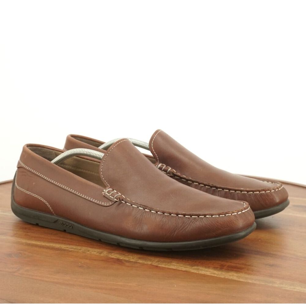 Ecco Mens Driving Moc 2.0 Loafers Shoes Slip On Brown Leather Moc Toe 46EU - 12